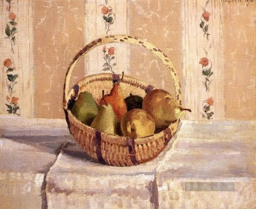 Impressionismus Stillleben Werke - Äpfel und Birnen in einem runden Korb 1872 Camille Pissarro Stillleben Impressionismus